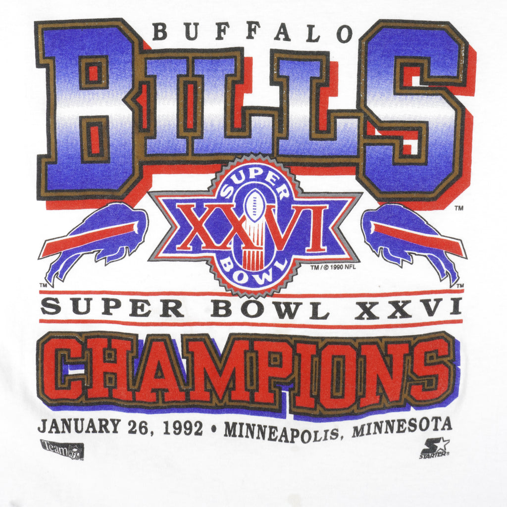 Starter - Buffalo Bills Super Bowl 26th Champions T-Shirt 1990 Large Vintage Retro