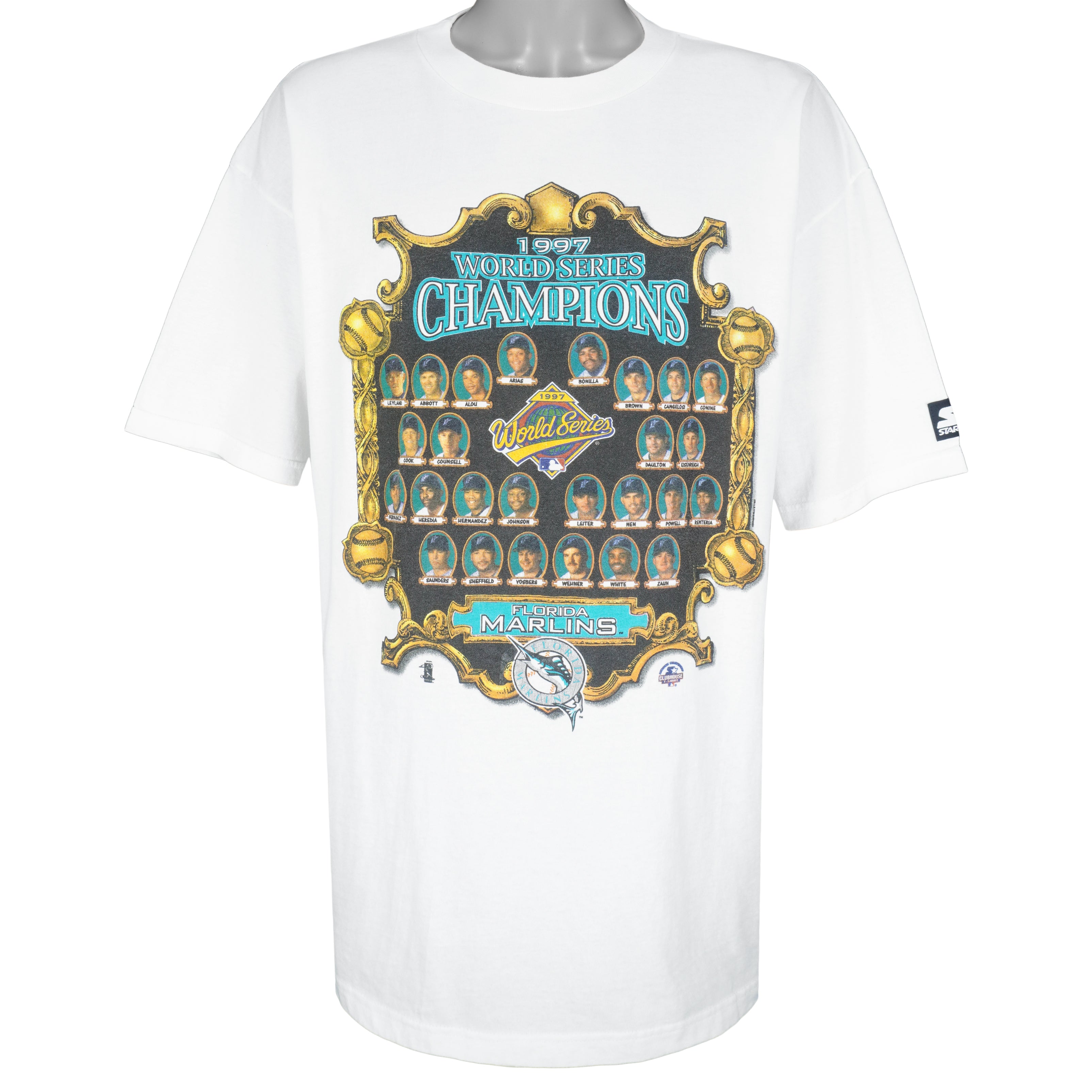 Starter - Florida Marlins World Series Champs Players Faces T-Shirt 19 –  Vintage Club Clothing
