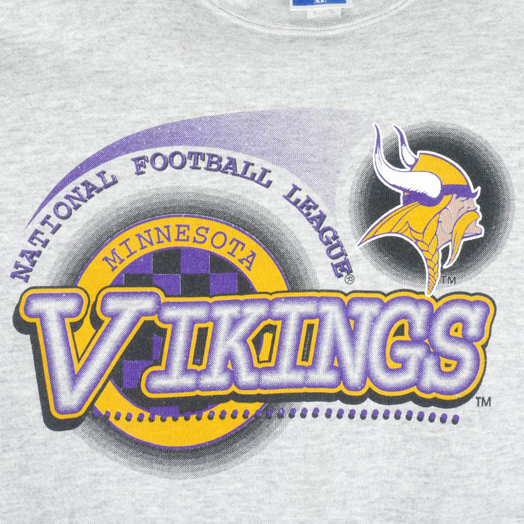 NFL (Trench) - Minnesota Vikings Crew Neck Sweatshirt 1990s X-Large Vintage Retro Football