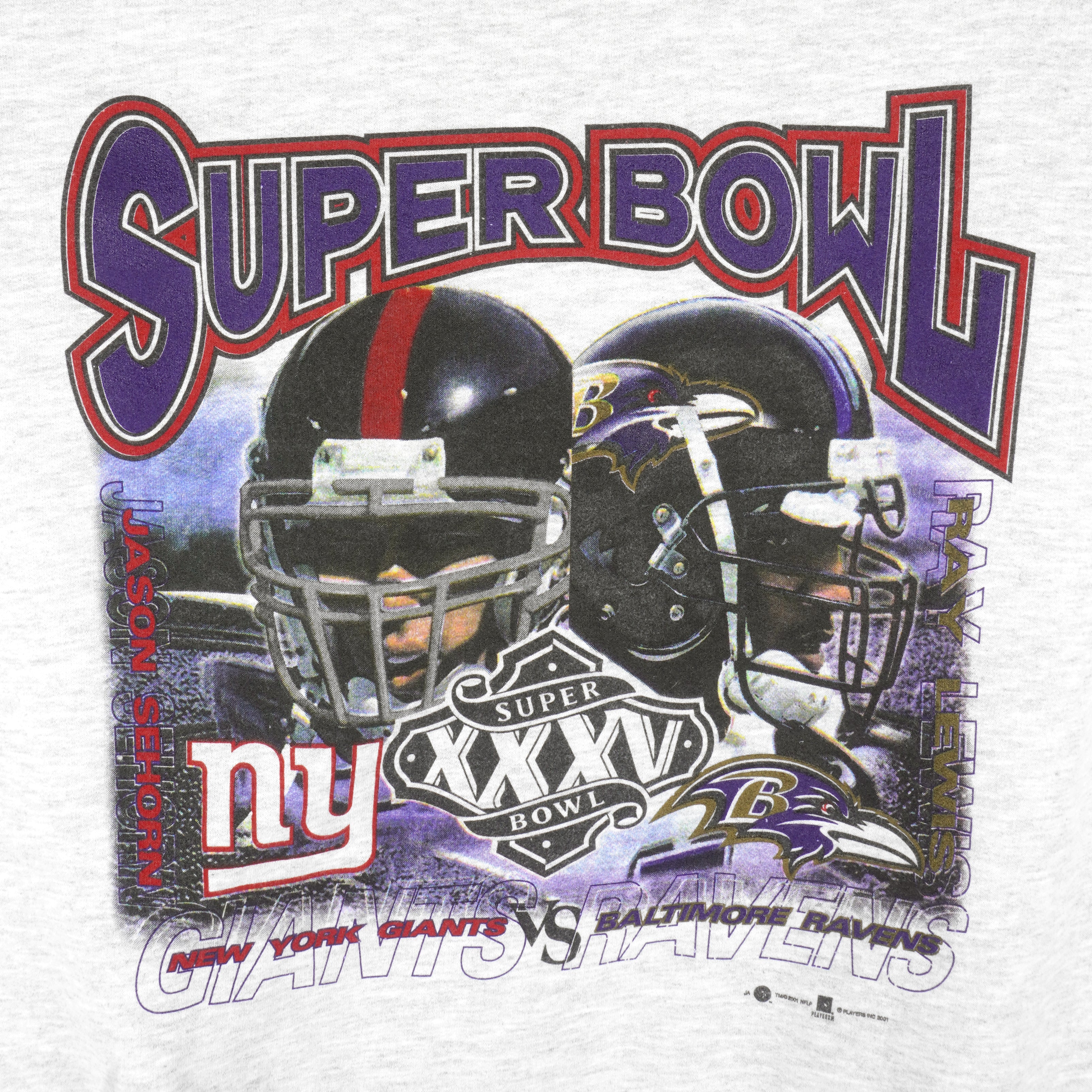 Baltimore Ravens Super Bowl 35 Champions Vintage T Shirt 2001 NFL Football  XL