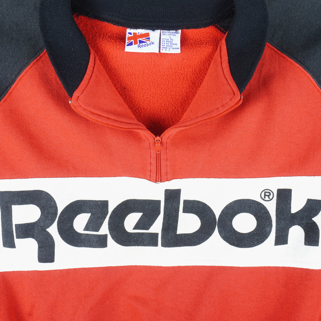 Reebok - Red & White Big Spell-Out Sweatshirt 1990s Large Vintage Retro