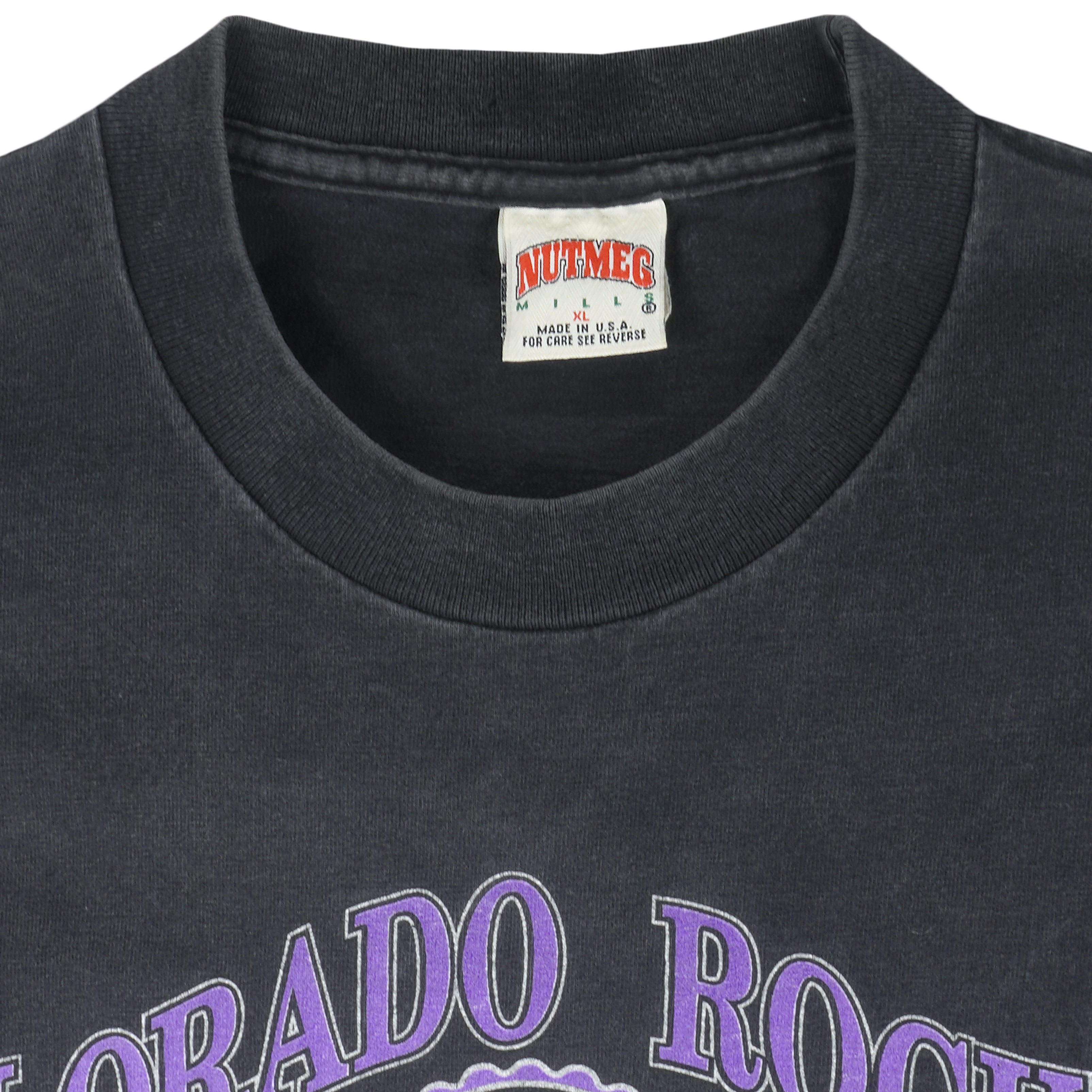 VTG Nutmeg Colorado Rockies Purple 90s MLB Jersey Print USA T