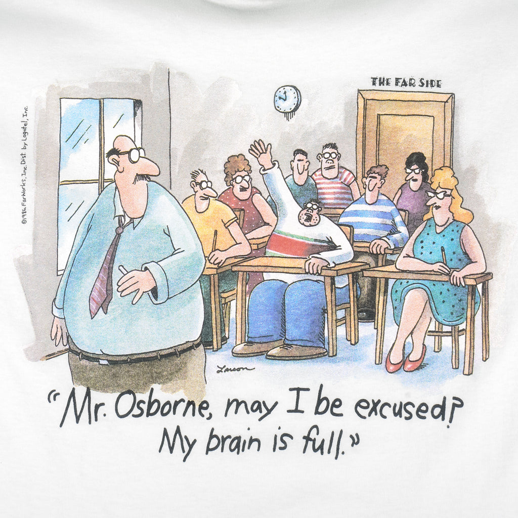 Vintage (The Far Side) - Mr. Osborne My Brain Is Full T-Shirt 1986 X-Large Vintage Retro