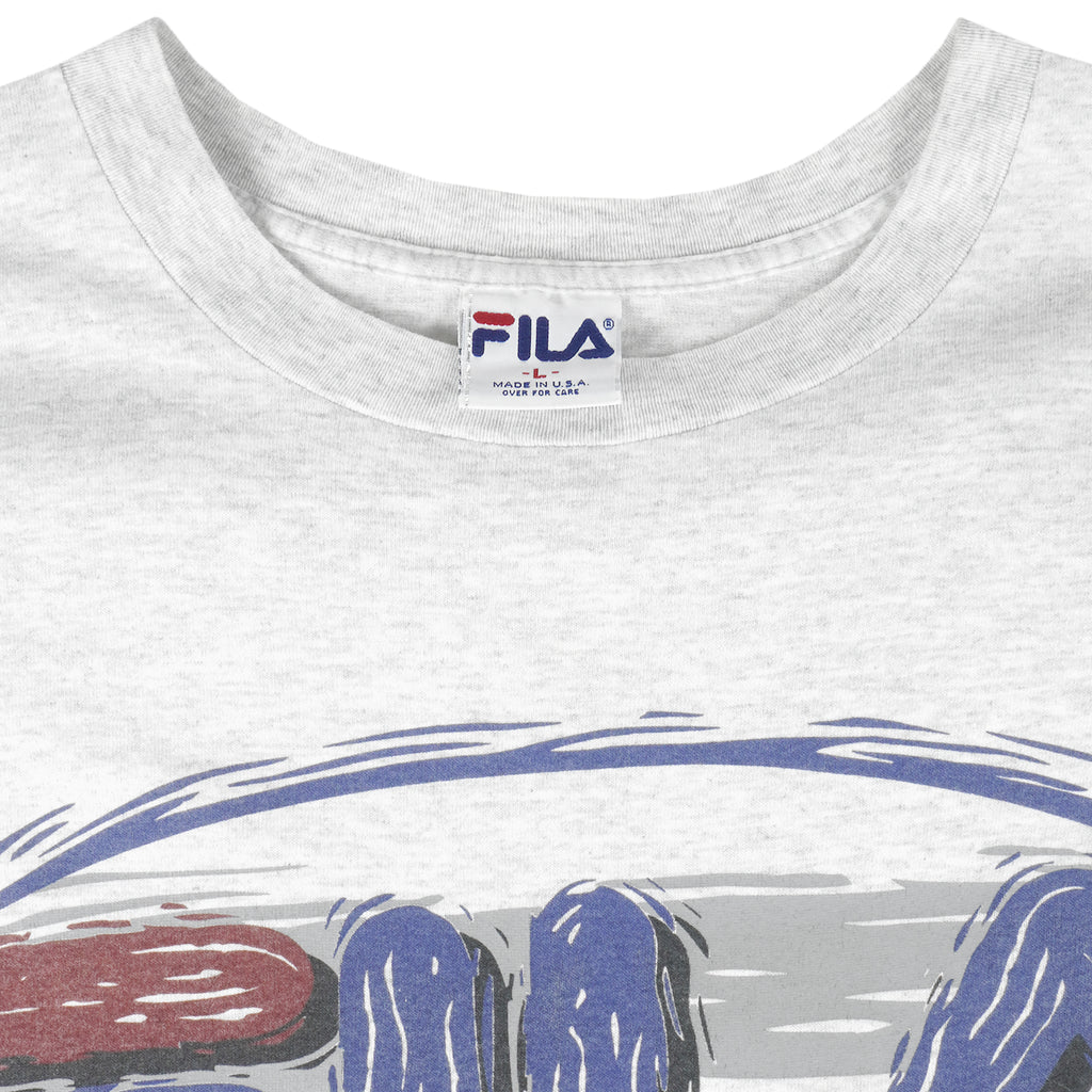 FILA - Grey Big Logo T-Shirt 1990s Large Vintage Retro