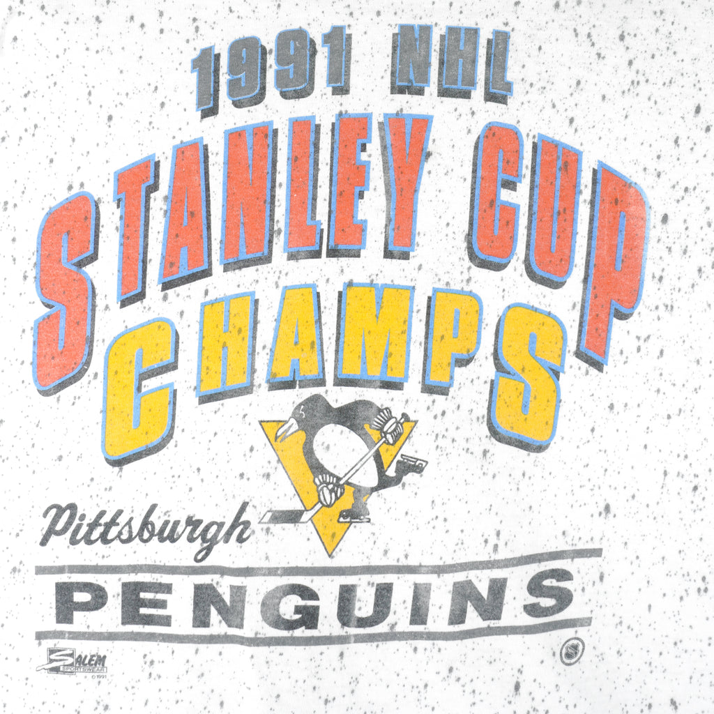 NHL - Pittsburgh Penguins Stanley Cup Champions T-Shirt 1991 X-Large Vintage Retro Hockey