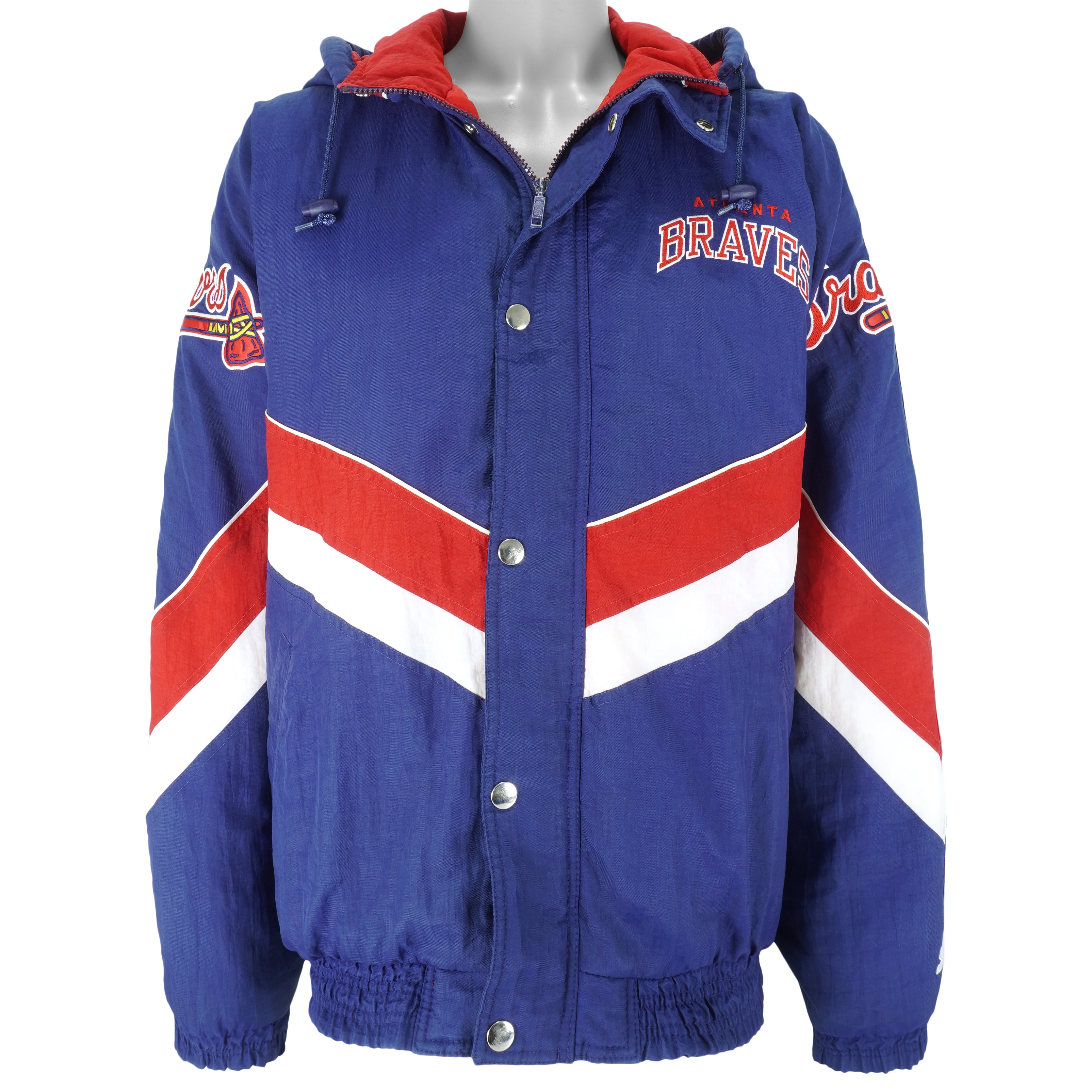 Vintage 1980s Atlanta Braves Satin Bomber Starter Jacket Spell Out - XXL