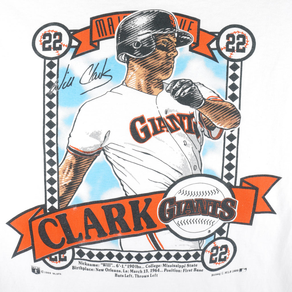 MLB (Nutmeg) - San Francisco Giants Will Clark T-Shirt 1989 Large Vintage Retro Baseball