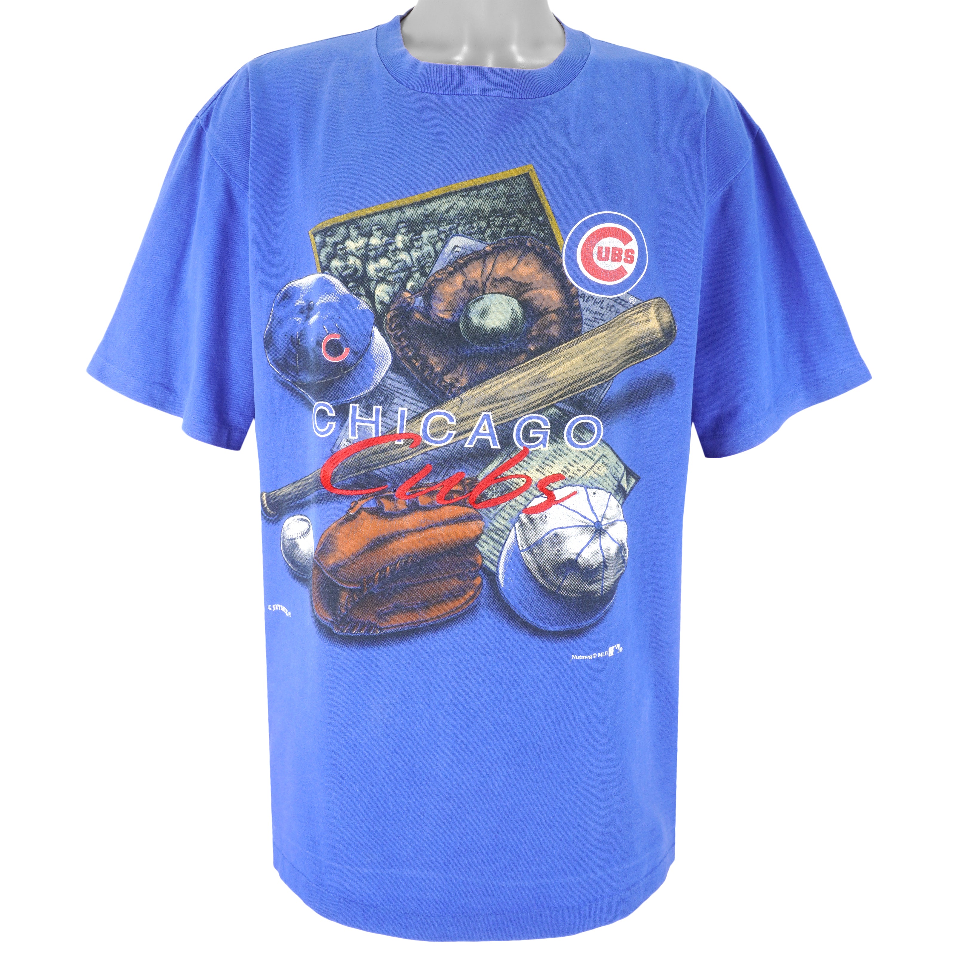 Vintage Chicago Cubs Baseball Nutmeg T-Shirt Size Large Blue 1992 90s –  Throwback Vault