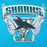 NHL (Logo Athletic) - San Jose Sharks Big Logo T-Shirt 1990s Large Vintage Retro Hockey