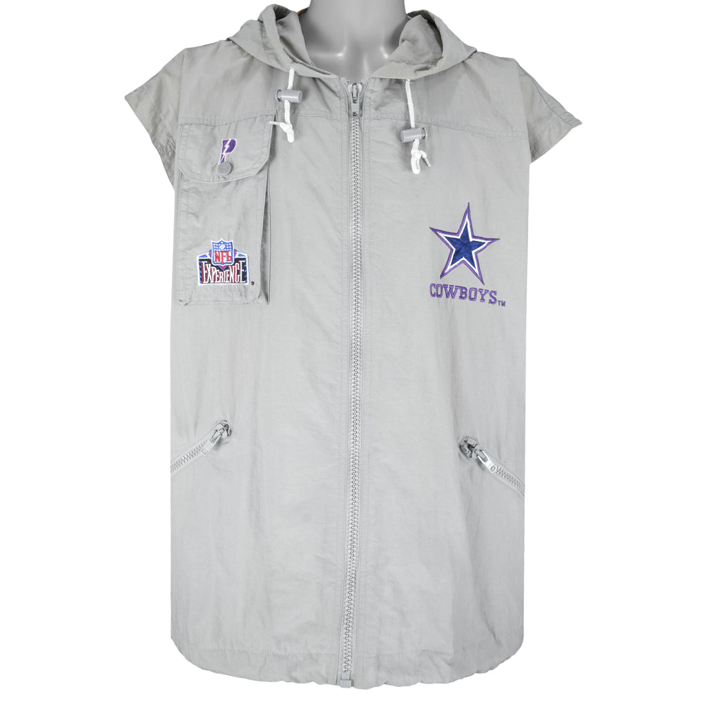 NFL (Pro Player) - Dallas Cowboys Hooded Sleeveless Shirt 1990s Large Vintage Retro Football