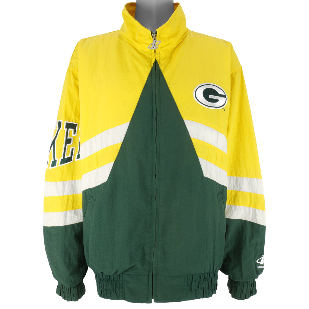 NFL (Logo Athletic) - Green Bay Packers Zip-Up Windbreaker 1990s X-Large Vintage Retro Football