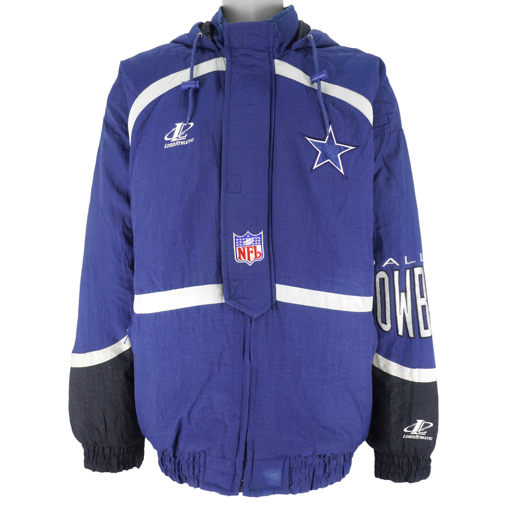 Navy Blue Satin 1990's Dallas Cowboys Jacket - Jacket Makers