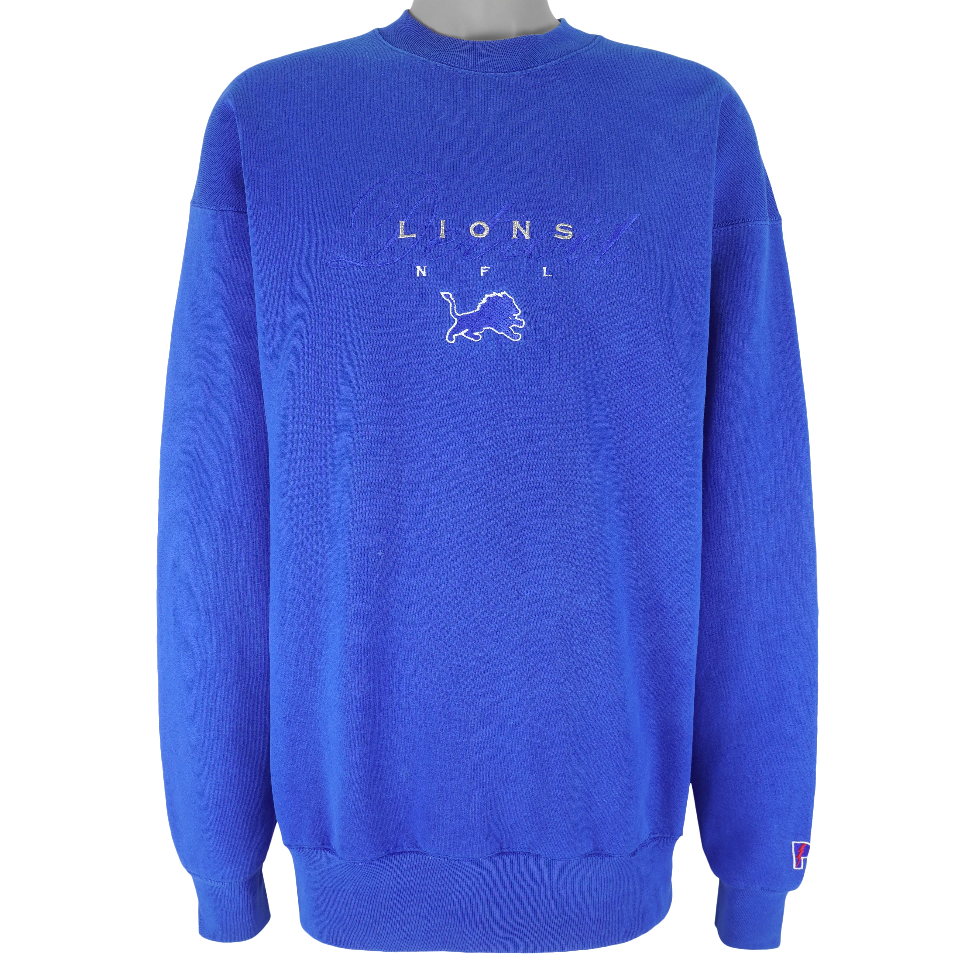 Vintage 90s Detroit Lions Nfl Football Sweatshirt XLarge Detroit Lions  Spell Out Sweater Detroit Lion American Rugby Blue Crewneck Size XL