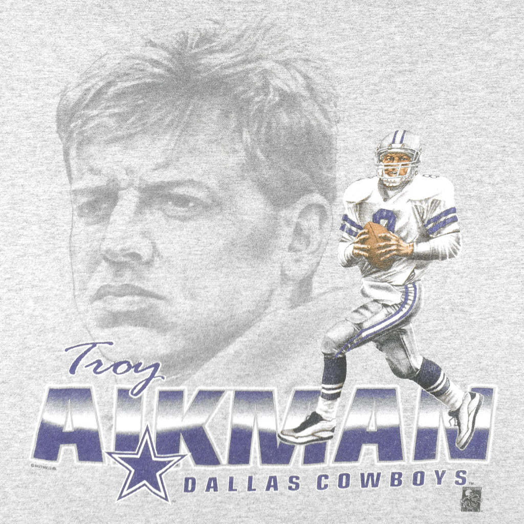 NFL (Lee) - Dallas Cowboys Troy Aikman Single Stitch T-Shirt 1990s X-Large Vintage Retro Football