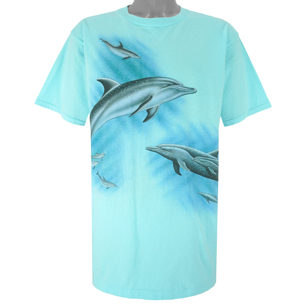 Vintage (National Wildlife) - Dolphin Animal Printed T-Shirt 1990s X-Large Vintage Retro