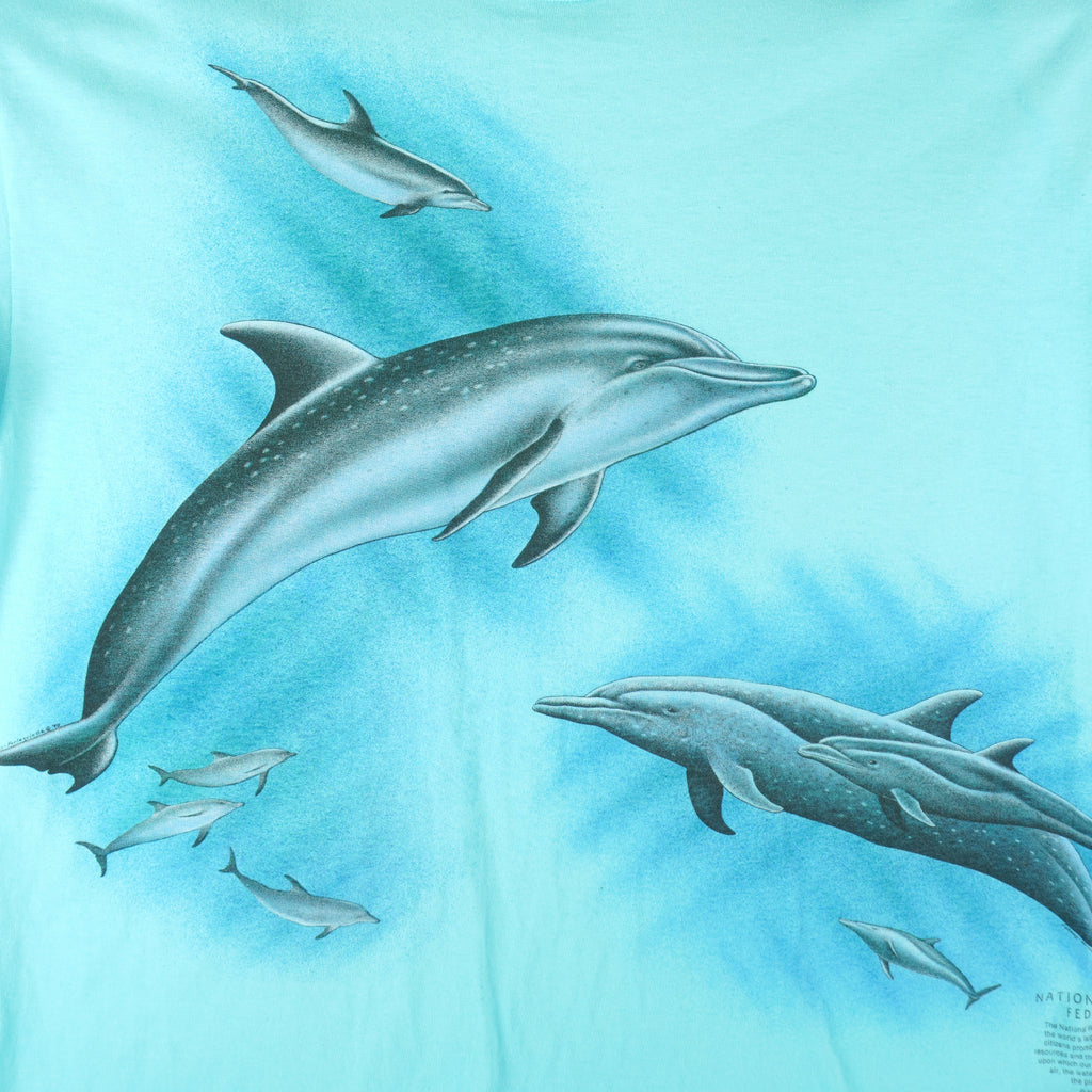 Vintage (National Wildlife) - Dolphin Animal Printed T-Shirt 1990s X-Large Vintage Retro