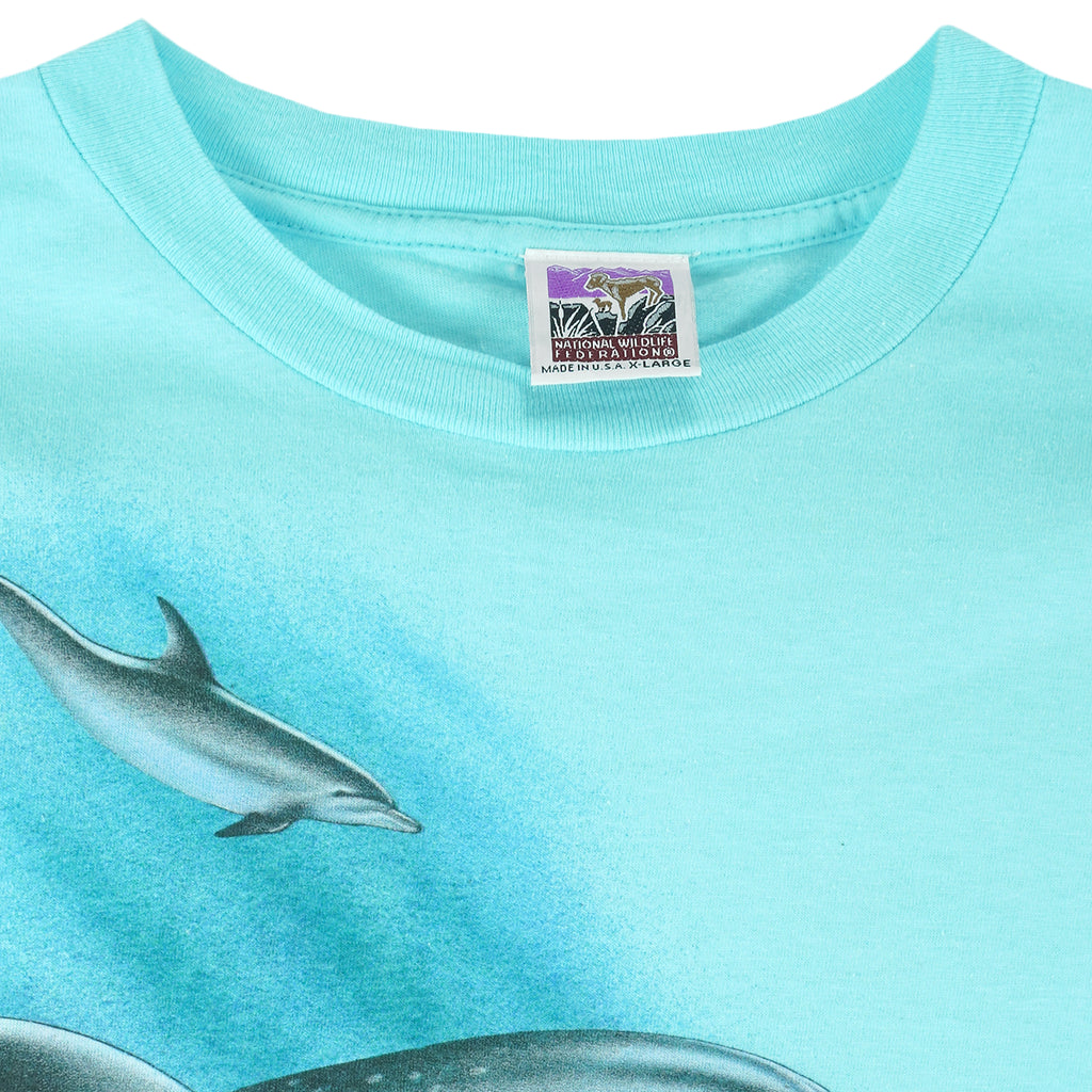 Vintage (National Wildlife) - Dolphin Animal Printed T-Shirt 1990s X-Large Vintage Retro