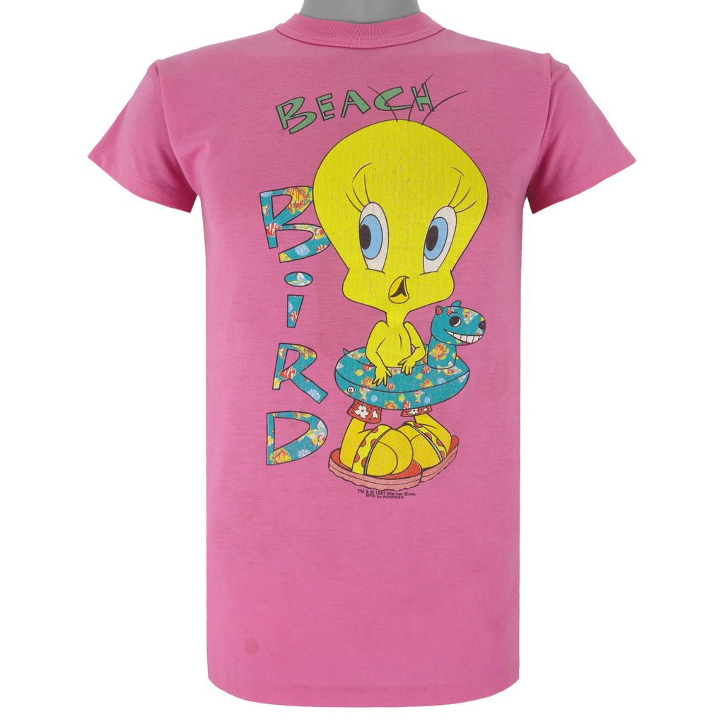 Looney Tunes - Beach Bird Tweety Single Stitch T-Shirt 1997 Small Vintage Retro