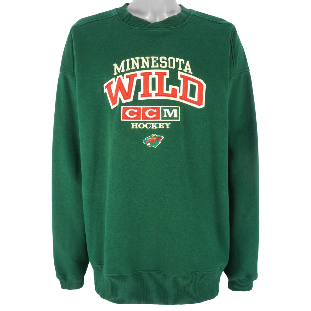 NHL (CCM) - Minnesota Wild Embroidered Sweatshirt 2000s X-Large Vintage Retro Hockey