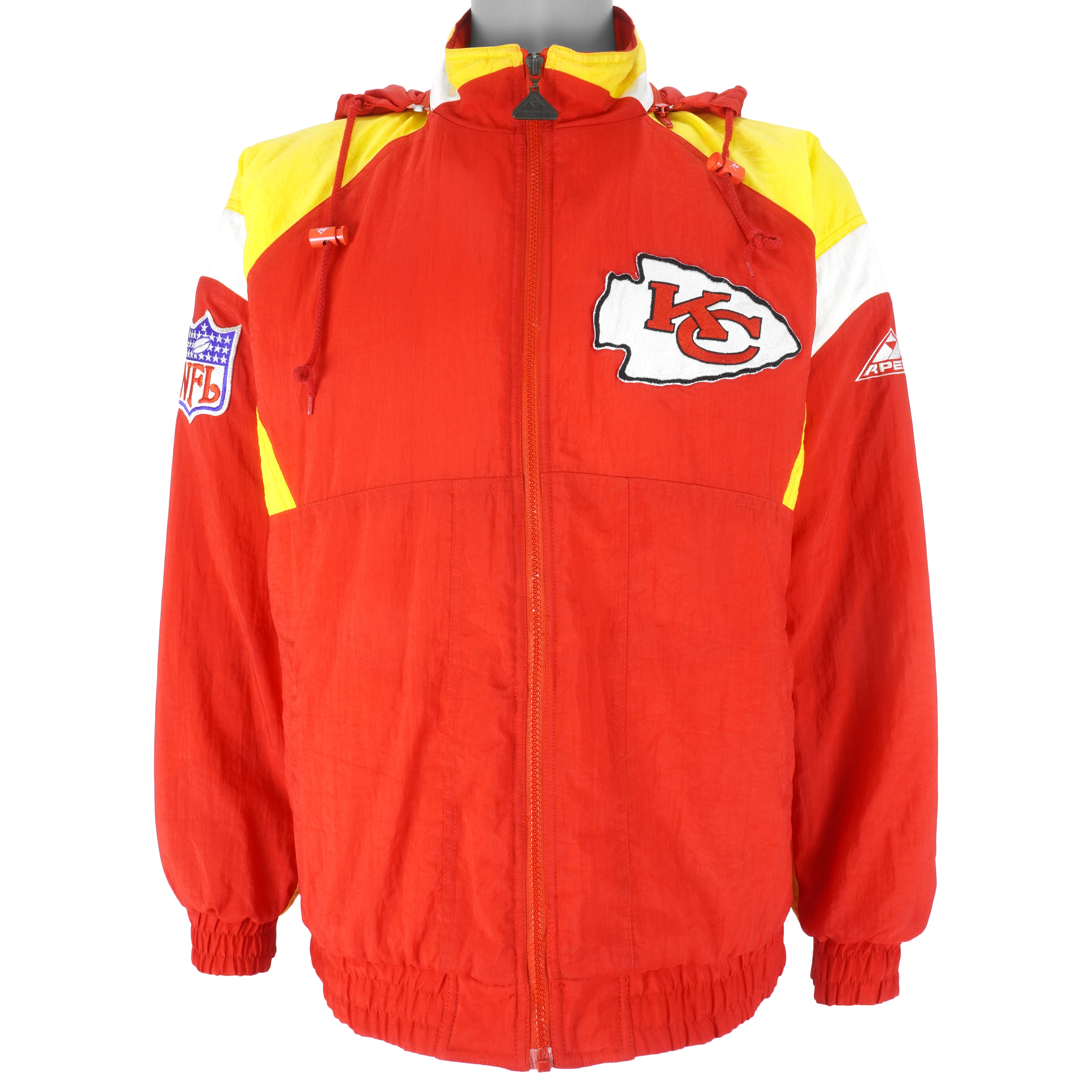 Vintage Kansas City Chiefs Apex One Pro Line Puffer Jacket SZ XL Removal  hood