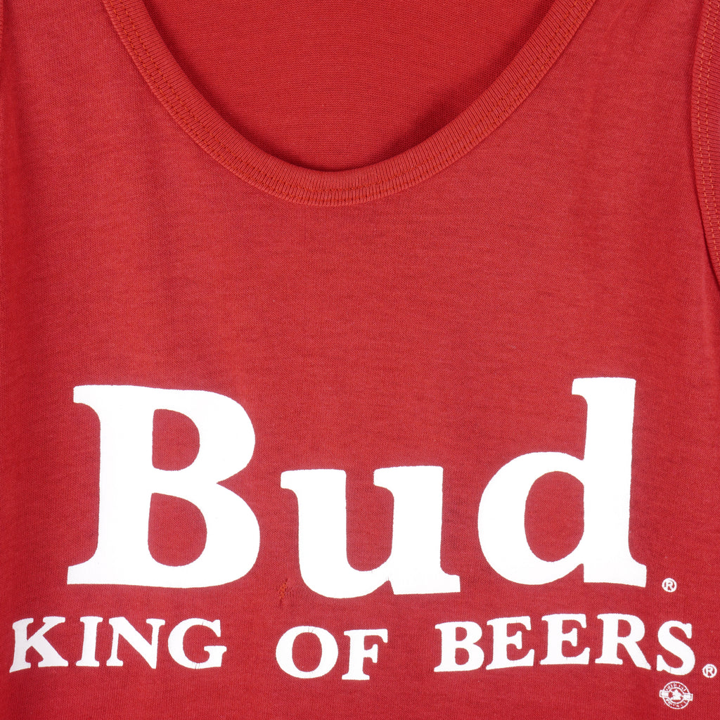 Budweiser - Bud King Of Beers Sleeveless Shirt 1990s Large Vintage Retro