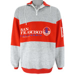 Vintage - San Francisco 1/4 Zip Grey with Red Sweatshirt 1990s X-Large