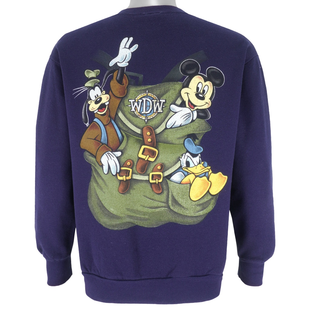 Disney - Mickey Mouse Crew Neck Sweatshirt 1990s Large Vintage Retro