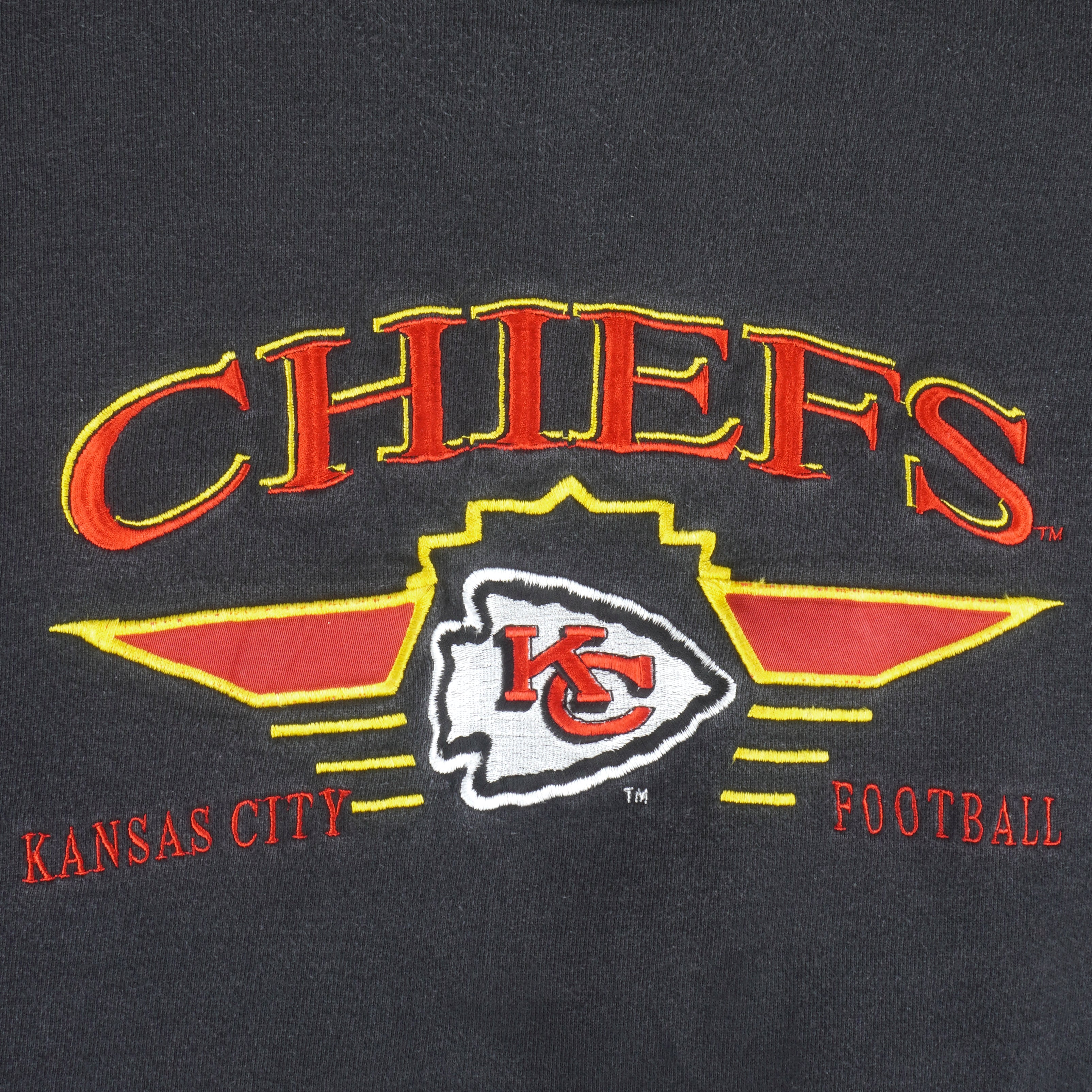 VINTAGE Logo Athletic Kansas City Chiefs Red T-Shirt Single Stitch Adult  Size L