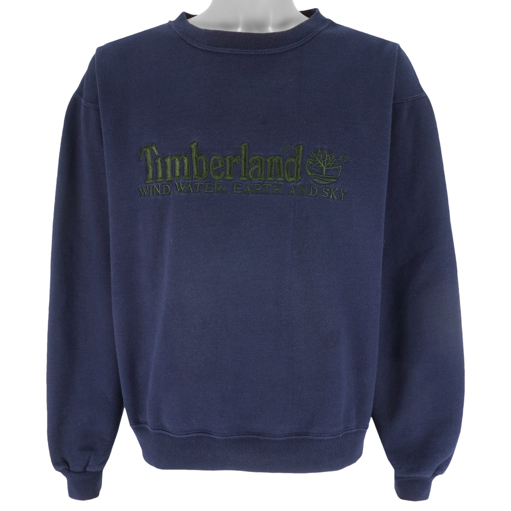 Timberland - Blue Wind Water Earth and Sky Crew Neck Sweatshirt 1990s Large Vintage Retro