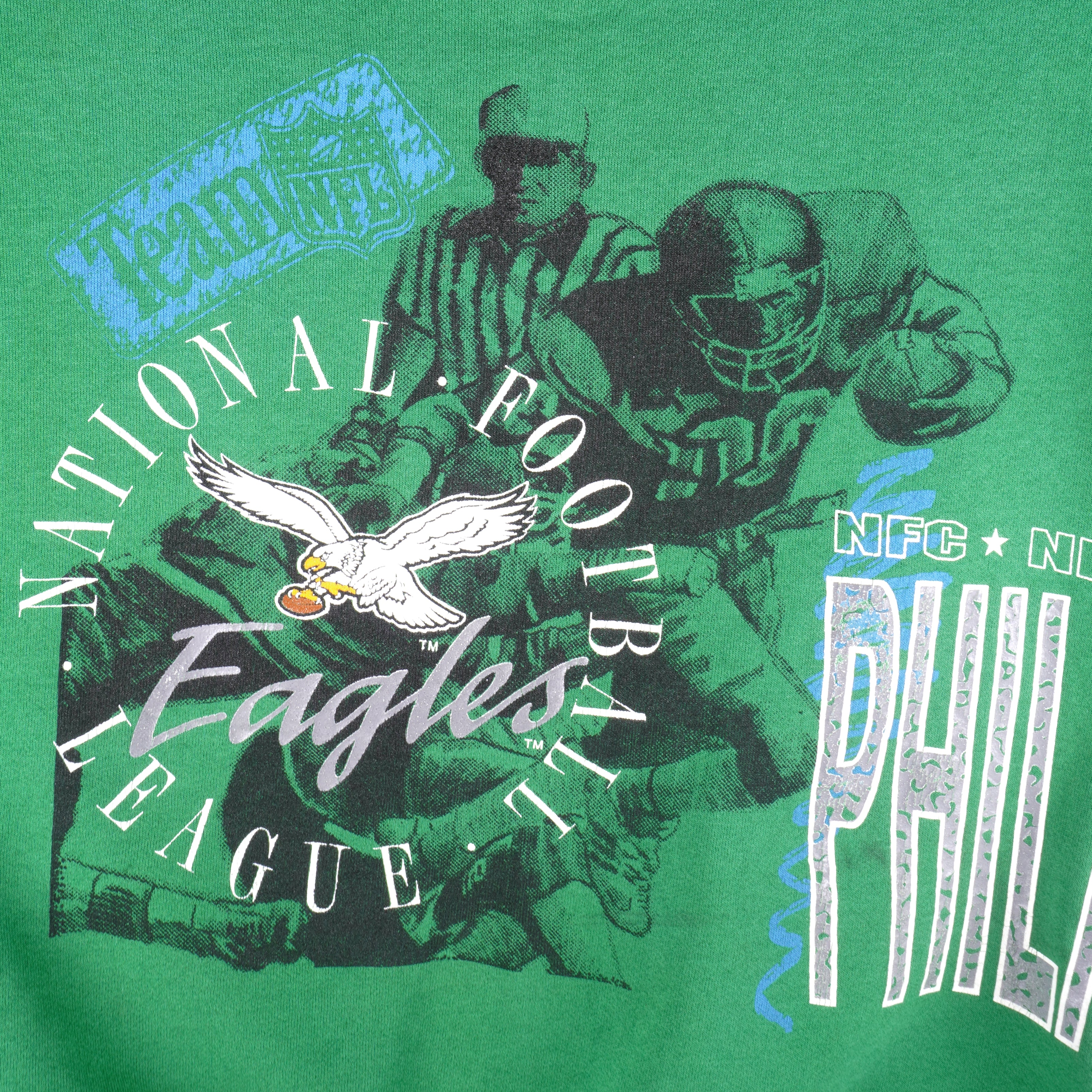 Vintage 90s Green Logo 7 Philadelphia Eagles Sweatshirt - Large