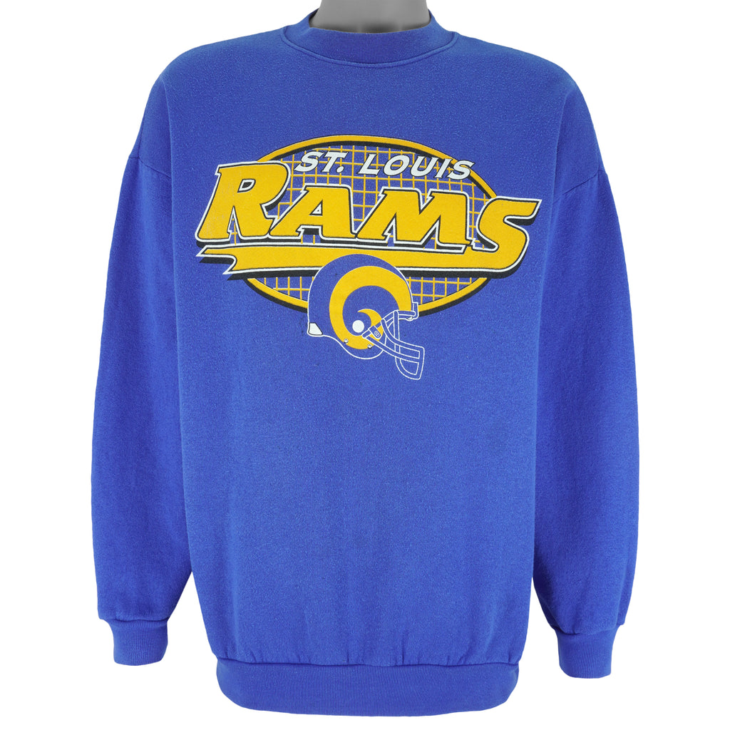 NFL (Logo 7) - St. Louis Rams Embroidered Crew Neck Sweatshirt 1990s X-Large Vintage Retro Football