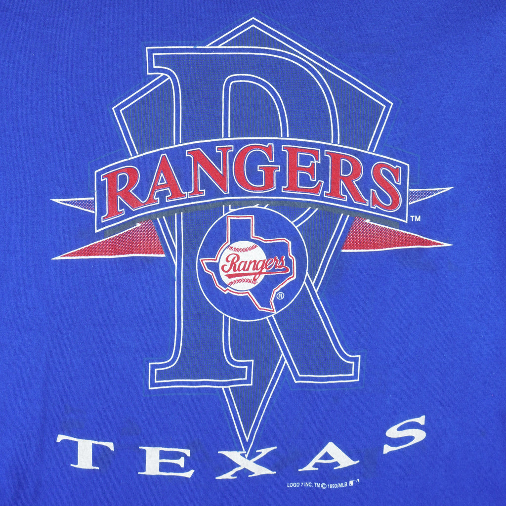 MLB (Logo 7) - Texas Rangers Big Logo T-Shirt 1993 X-Large Vintage Retro Baseball