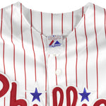 MLB (Russell Athletic) - Philadelphia Phillies Pinstripe Jersey 1990s X-Large Vintage Retro Baseball