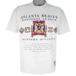 MLB (Nutmeg) - Atlanta Braves Embroidered T-Shirt 1991 Large