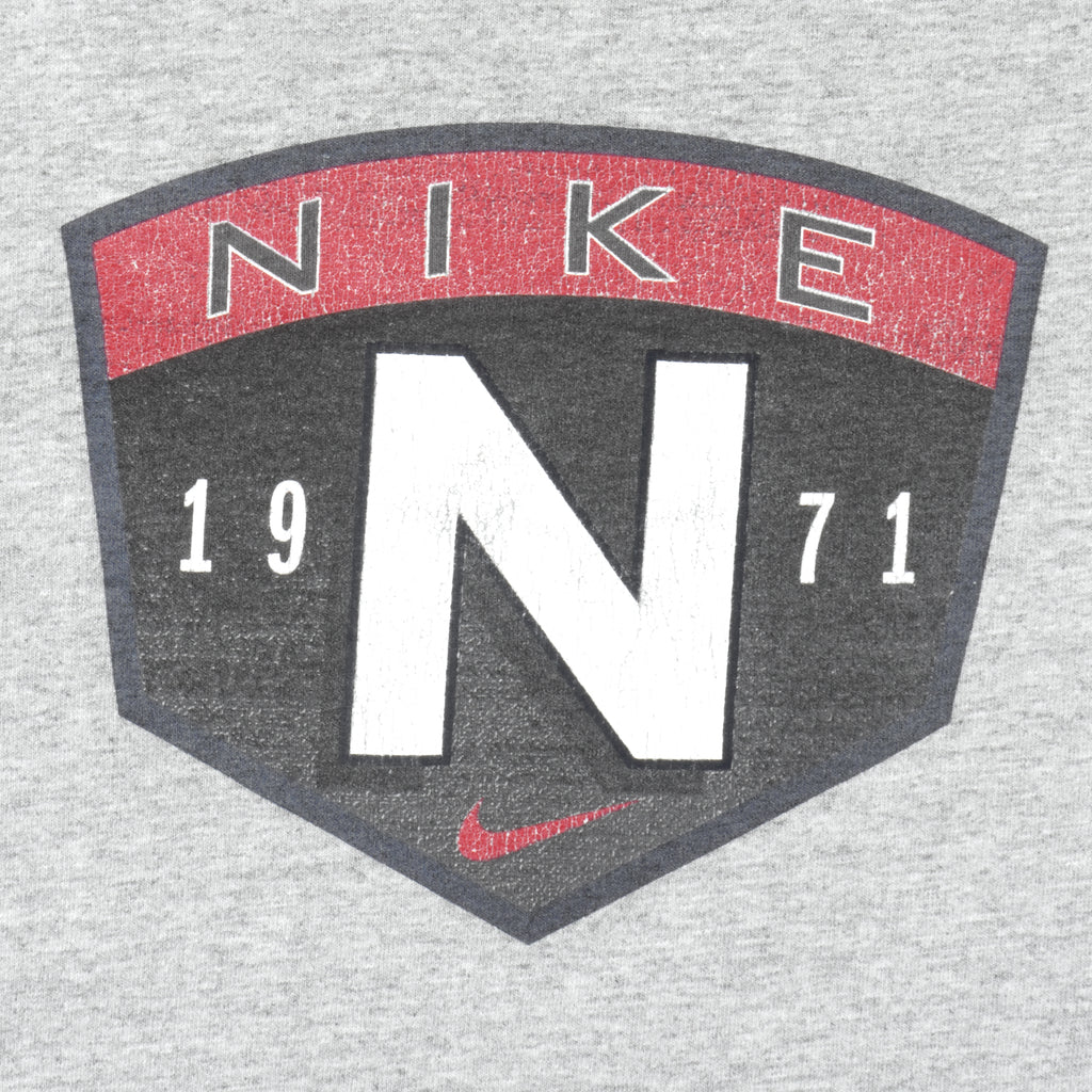 Nike - Grey Classic Since 1971 Single Stitch T-Shirt 1990s Large Vintage Retro