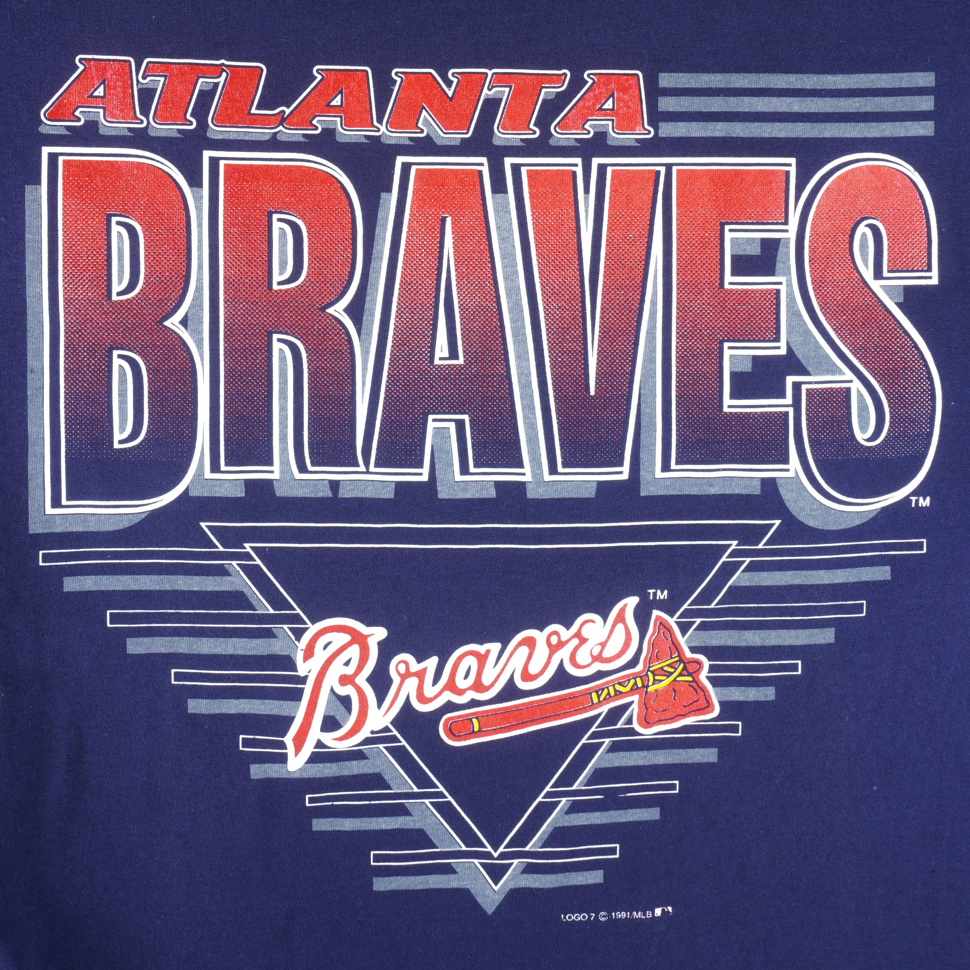 Vintage 1991 Atlanta Braves Hooded T-Shirt Size M by Logo7