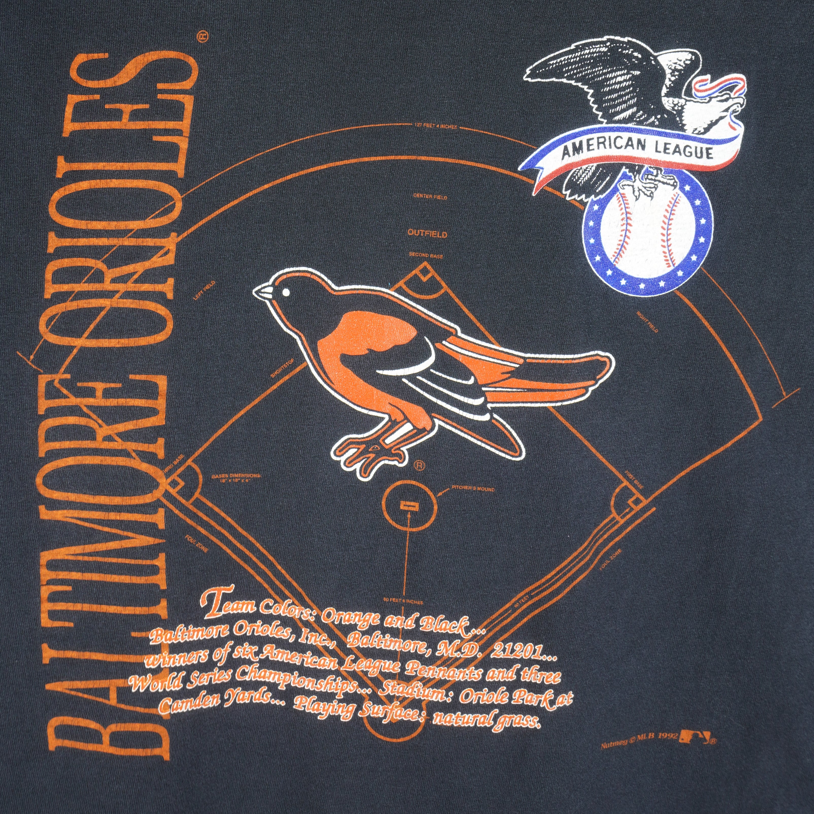 Vintage 1992 MLB Baltimore Orioles Camden Yards T-shirt Made in USA