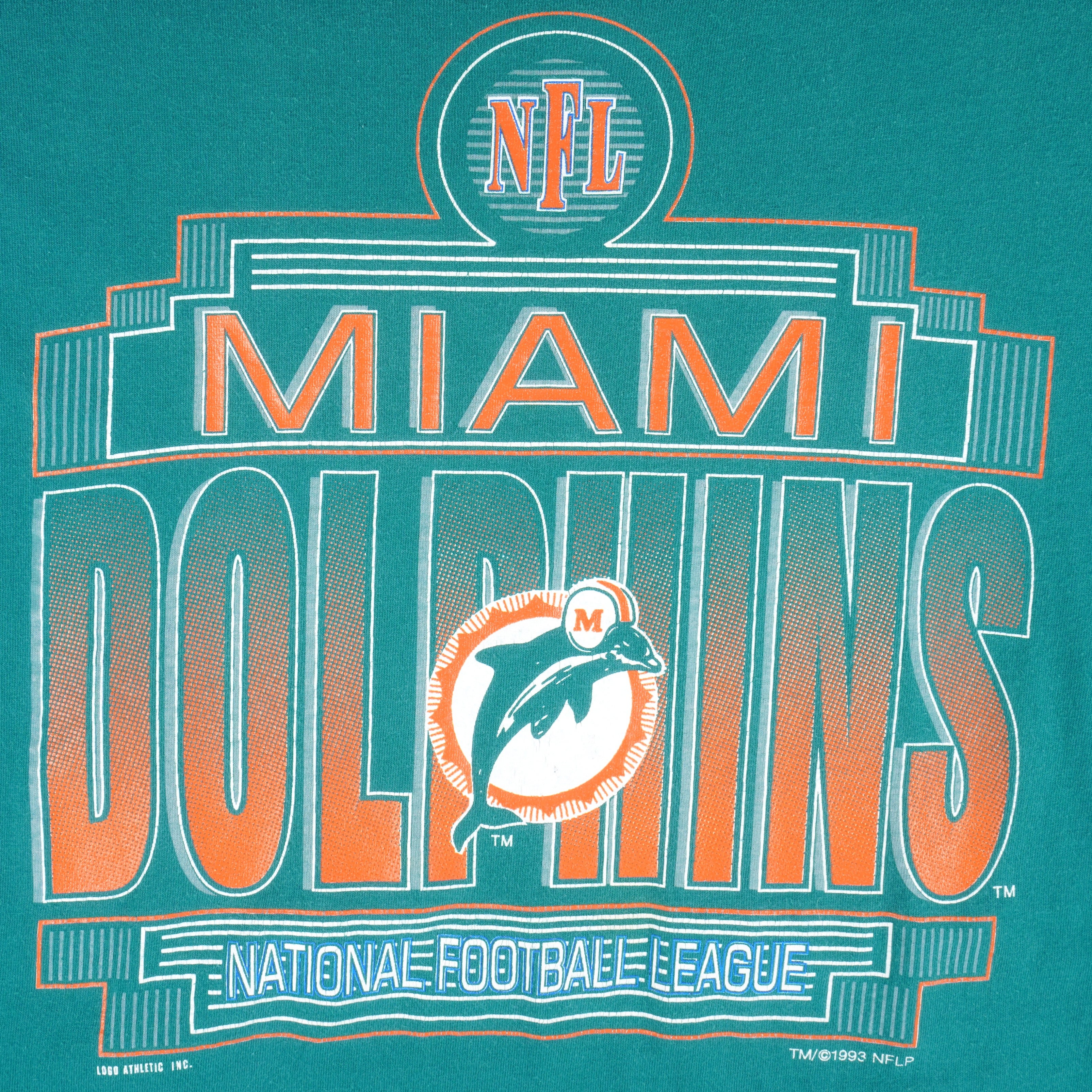 Vintage NFL (Logo Athletic) - Miami Dolphins Single Stitch T-Shirt 1993 Large