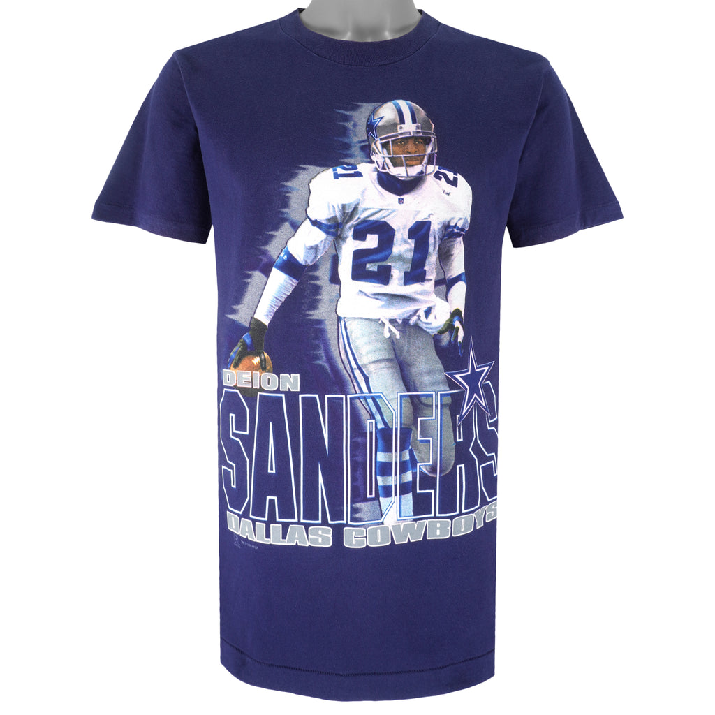 NFL (Salem) - Dallas Cowboys Deion Sanders Player No. 21 T-Shirt 1995 Medium