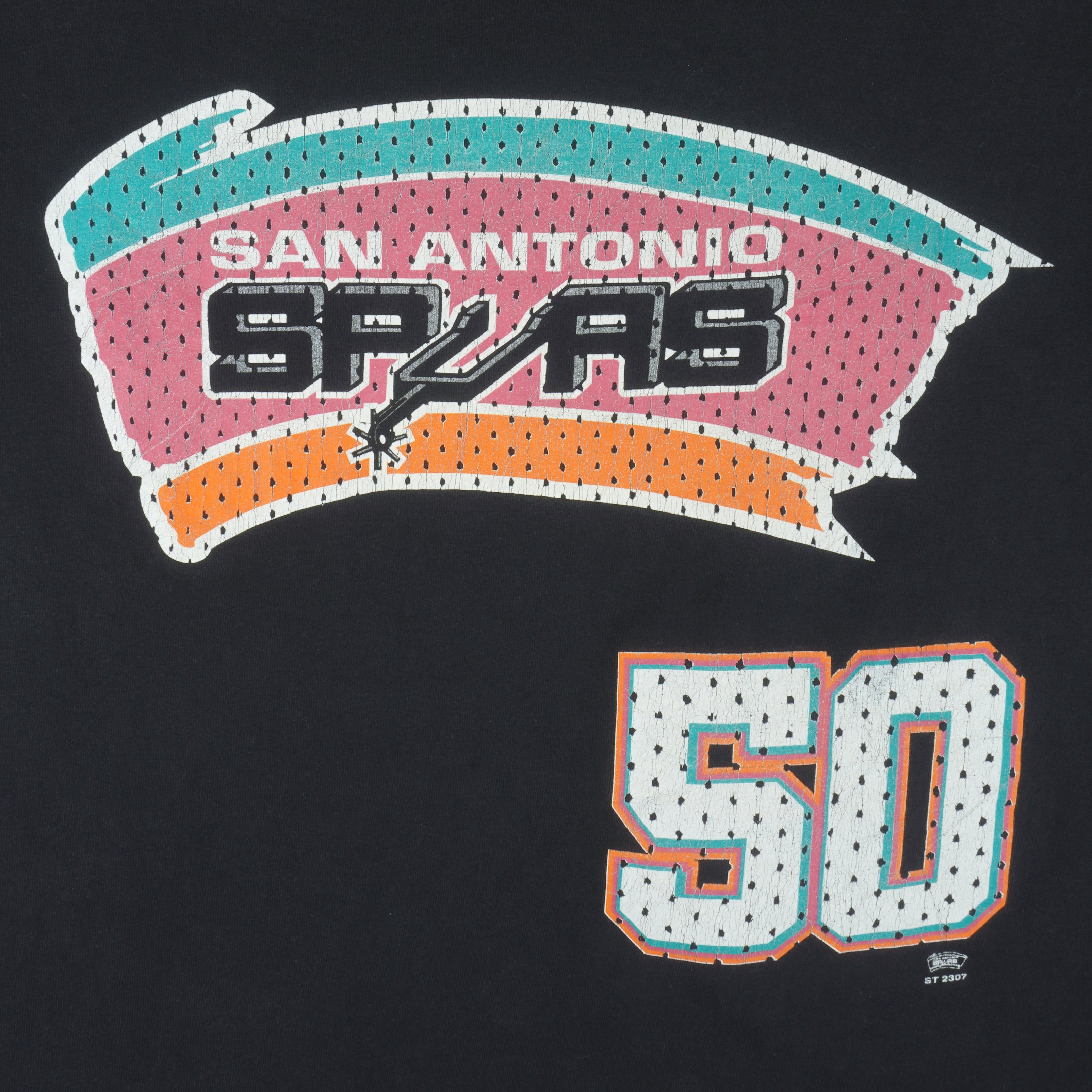 Vintage Starter - San Antonio Spurs David Robinson No. 50 Basketball T-Shirt 1990s Large