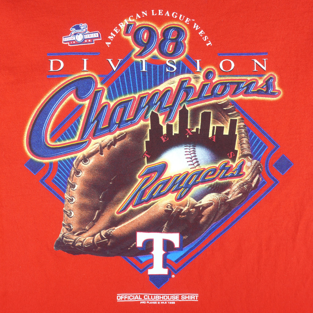 MLB (Pro Player) - Rangers Texas Division Champions T-Shirt 1998 X-Large Vintage Retro Baseball