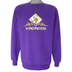 NFL (Logo 7) - Minnesota Vikings Embroidered Crew Neck Sweatshirt 1990s Large