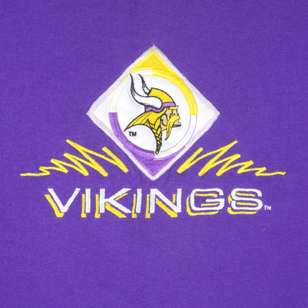 NFL (Logo 7) - Minnesota Vikings Embroidered Crew Neck Sweatshirt 1990s Large Vintage Retro Football