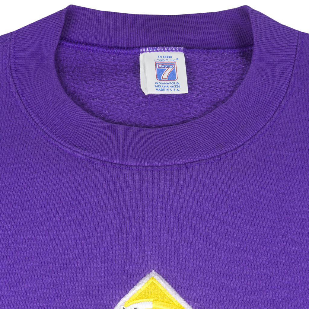 NFL (Logo 7) - Minnesota Vikings Embroidered Crew Neck Sweatshirt 1990s Large Vintage Retro Football