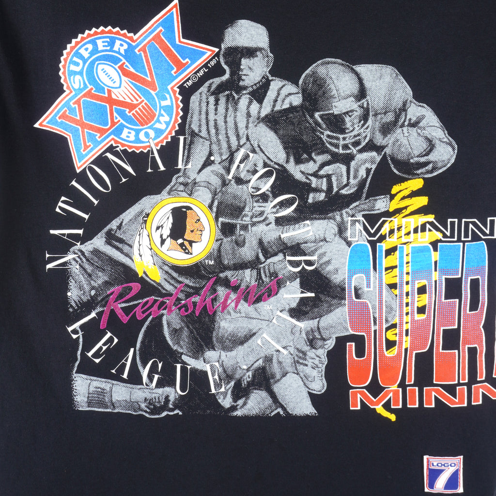 NFL (Logo 7) - Washington Red Skins Super Bowl XXVI Single Stitch T-Shirt 1991 Large