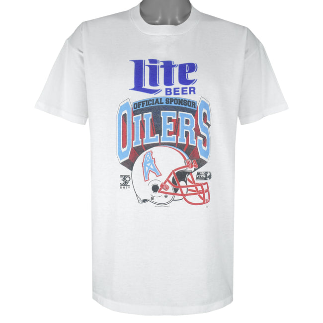 Vintage NFL - Houston Oilers Lite Beer Official Sponsor T-Shirt 1990s Large