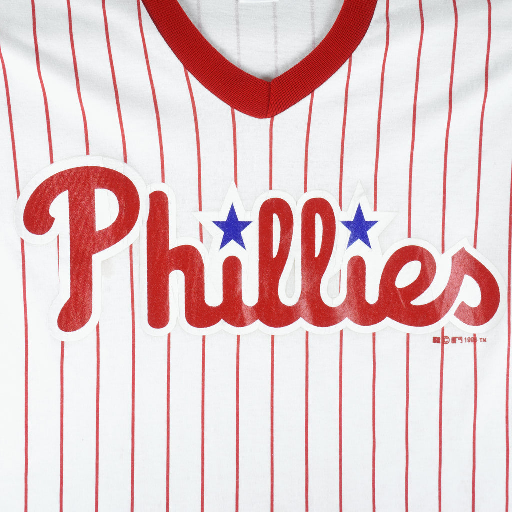 MLB (Russell Athletic) - Philadelphia Phillies Pinstripe Jersey 1994 X-Large Vintage Retro Baseball