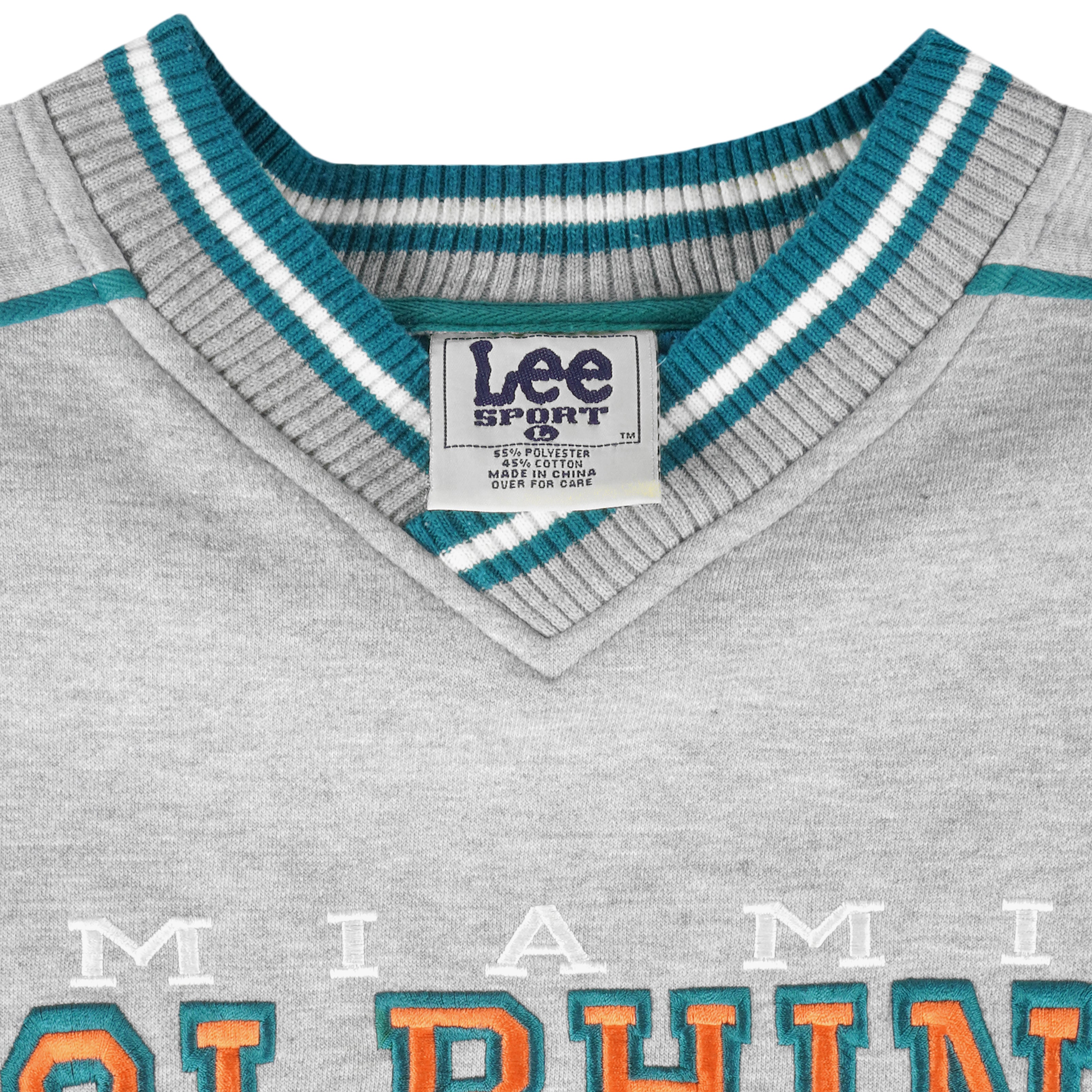 MIAMI DOLPHINS VINTAGE 90s NUTMEG NFL FOOTBALL V NECK SWEATSHIRT XL