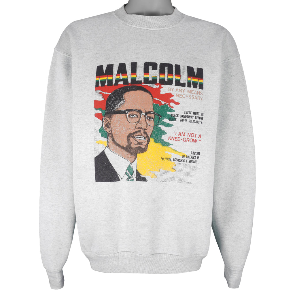 Vintage - Malcolm By Any Means Necessary Crew Neck Sweatshirt 1990s X-Large Vintage retro 