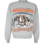 NFL (Lee) - Cleveland Browns Warning Crew Neck Sweatshirt 1999 Large Youth Vintage Retro Football